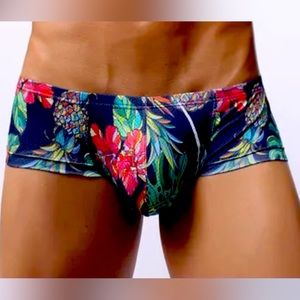 MEN’s “CHEEKY” MESH TROPICAL BOXER BRIEF/SWIMWEAR